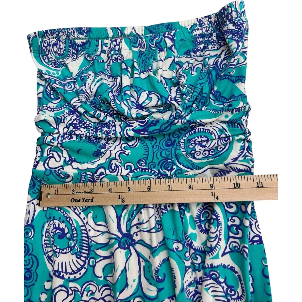 Lilly Pulitzer Holbrook Maxi Dress Sea Foam Blue Paisley Strapless Size S - Picture 9 of 15